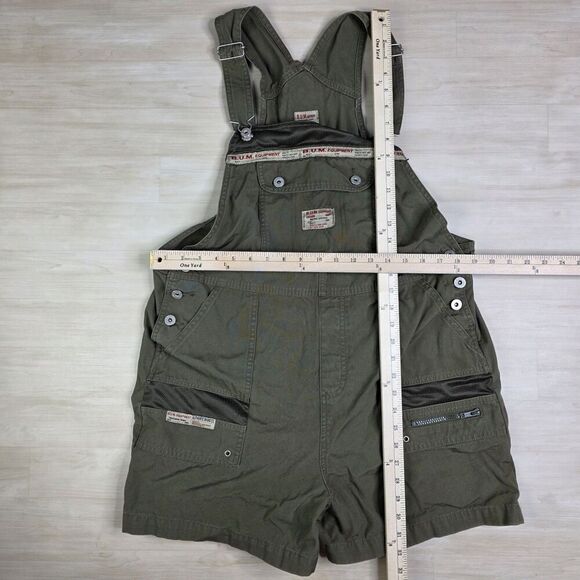 Vintage BUM Equipment Shortalls Womens Size XL Green 90s Y2K Bib Overalls Shorts - Picture 3 of 11